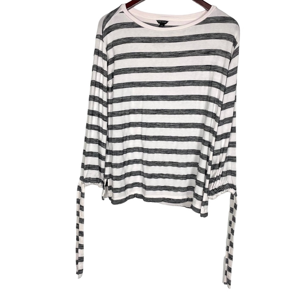 Ann Taylor Striped Long Sleeve Top w/ Sleeve  Ties Size XS